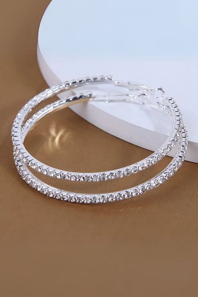 Çlk Accessories Premium Rhinestone Hoop Earrings Tamtur Hoop Earrings 30 mm