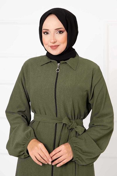 EBRUTESETTÜR Shirt Collar Sleeves Elastic Belted Ferace