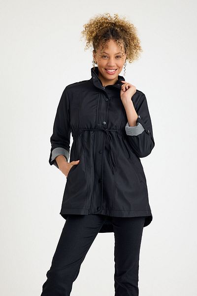 comstar Women's Short Plain Patterned Trench Coat with Gathered Waist