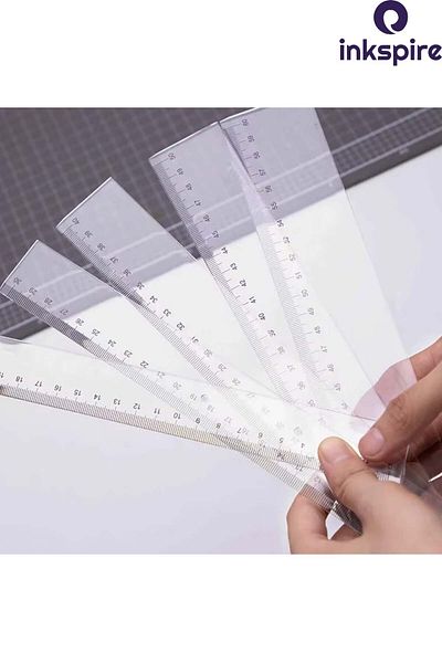 inkspire Riglă cu ocular 30 cm 1 bucată riglă din plastic cu găuri pentru curele Riglă de calitate cu lupă