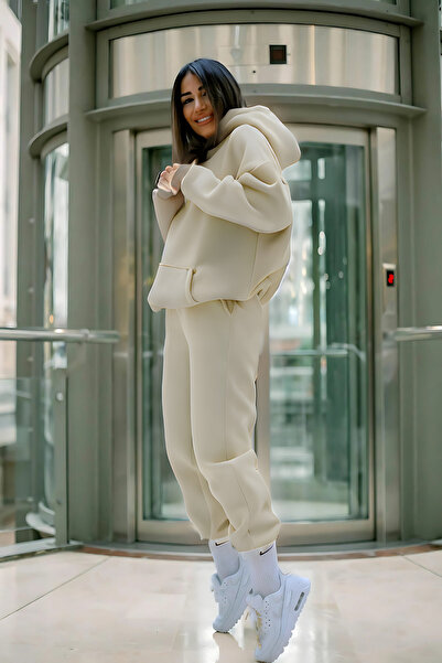 YAKAMEL Γυναικείο σετ φόρμας με 3 κλωστές, άνετο, χοντρό, με κουκούλα, υψηλής...