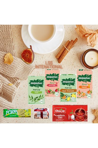 Doğadan Doğadan Tea 4 Pack Black Tea and Biscuit Gift
