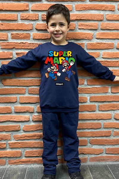 endudu Super Mario Printed Cartoon Flim Character Children's 2-Piece Set Kindergarten-Nursery Set