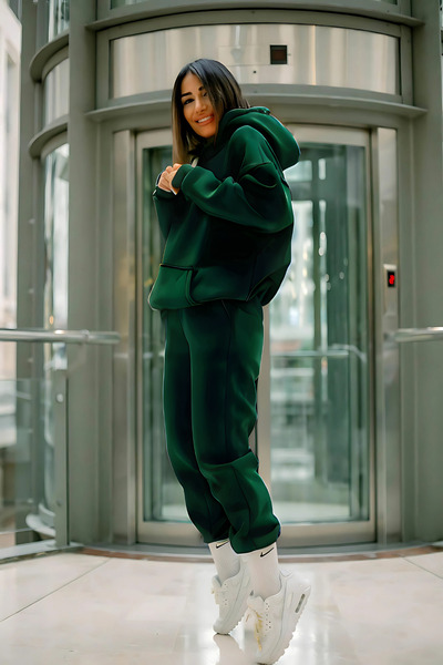 CMZ COLLECTİON Γυναικείο σετ φόρμας χωρίς στάμπα, ίσιο, oversized, με κουκούλ...