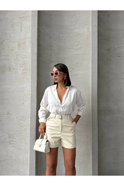 Lima butik Kemer Detaylı Deri Şort
