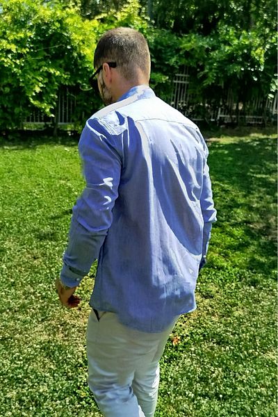 Peille Ανδρικό πουκάμισο Kejil από βαμβακερό λινό μπλε χρώμα χωρίς τσέπη
