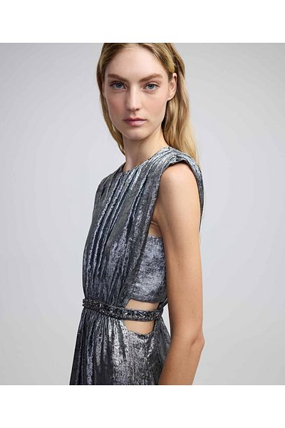 İpekyol Glossy Textured Embroidered Dress