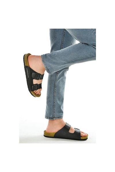 lumberjack Mendy Black Anatomical Daily Slippers - Dark Color Buckle