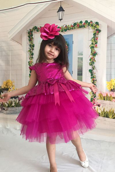 DAFİTO KİDS Rochie de seara de aniversare fuchsia pentru fete