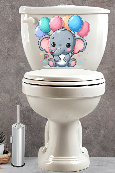Echo Home Colorful Balloons Hearts and Tiny Cute Elephant Toilet Seat Sticker...