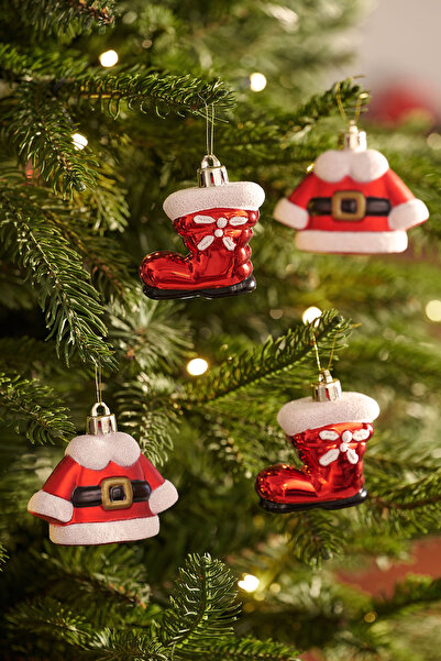 Karaca New Year New Year Set of 2 Santa Clothes Tree Ornament 5.5 cm