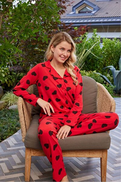 pijamacity Pamuklu Desenli Kadın Kısa Kol Pijama Takımı