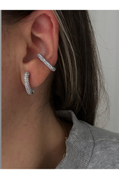 bijuxbymrv Zirkon Taşlı Kalp Earcuff (Kıkırdak Küpesi)