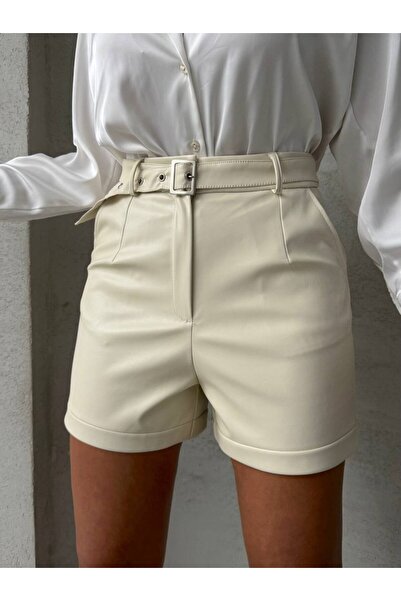 Lima butik Kemer Detaylı Deri Şort