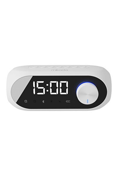 Mikado 1200mAh 5W Beyaz Bluetooth-Aux-Derece-Usb-FM Double Alarmlı Saat Speaker Speaker