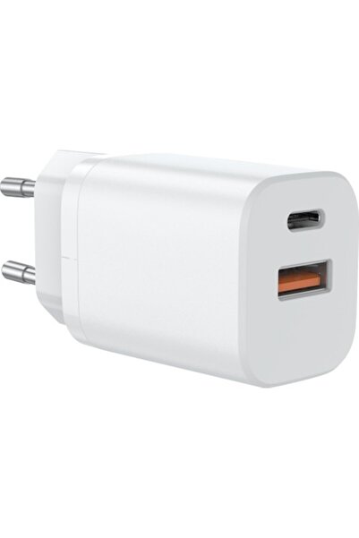 Case 4U Type-C + USB-A Çıkışlı 30W Akım Korumalı iPhone ve Android Uyumlu Hızlı Şarj Adaptörü Beyaz