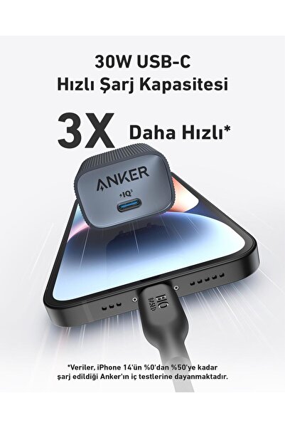 Anker 511 Nano Usb-c 30w Şarj Cihazı Siyah - A2337