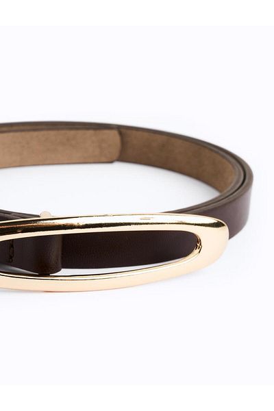 Jimmy Key Brown Oval Buckle Detailed Belt