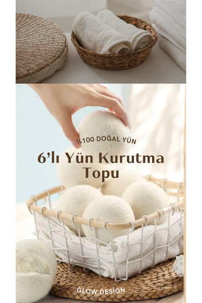 Glow Design Yün kurutma topu 6lı kokusuz