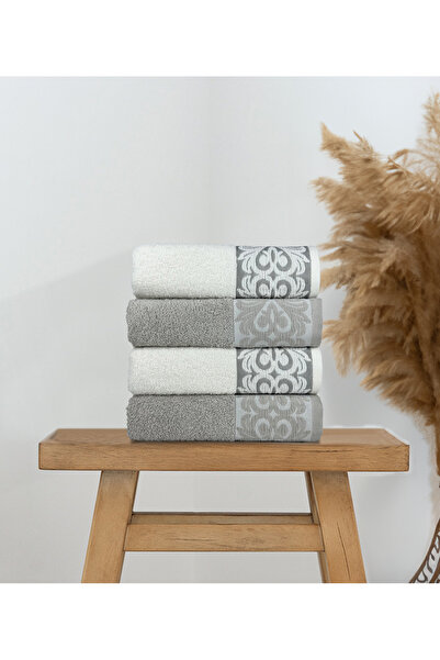 Ellaline Roma 4-Piece Hand Towel Set 100% Cotton Certified, Hand Face Towel, Dowry Laced Jacquard 60X100Cm