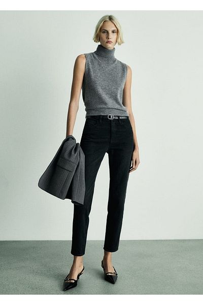 MANGO Woman Newmom Confort High Waisted Jean Trousers