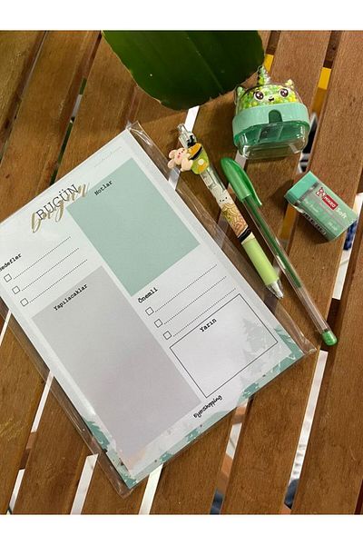 EyER Shoping Pachet cadou de papetărie pentru planificator zilnic de culoare verde