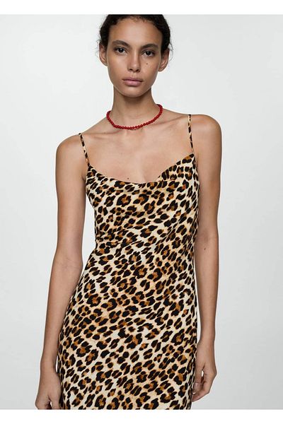 MANGO Woman Rochie lungă de leopard