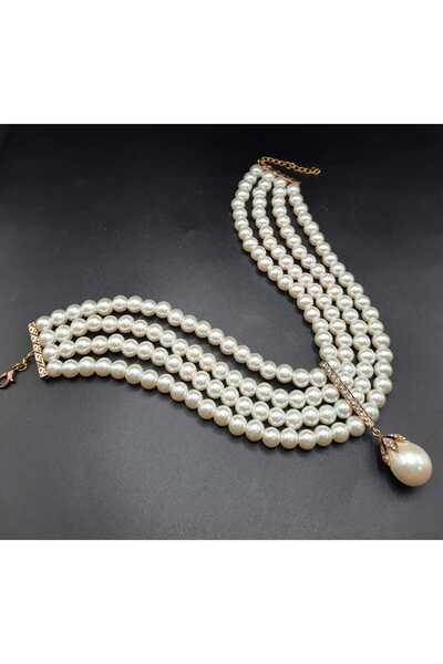 gelin Mayorka İncili Choker Kolye