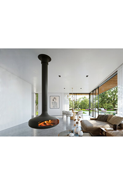 MAGIC FACE Oval Ufo Asma Şömine 95 Cm (Koruma Teli Hediyeli)