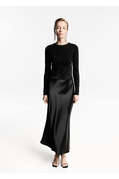 MANGO Woman Pulover crop cu pietre