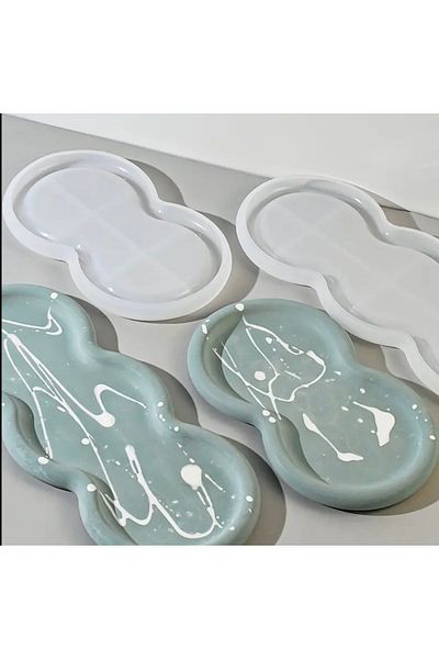 Home Epoxy Silicone Tray Mold Set of 2 Irregular Oval - Decorative Cloud Silicone Mold
