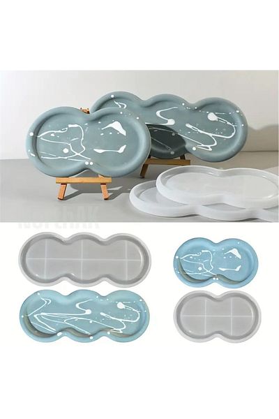 Home Epoxy Silicone Tray Mold Set of 2 Irregular Oval - Decorative Cloud Silicone Mold