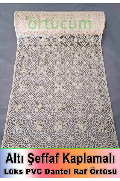 Örtücüm Lüks Pvc Dantel Deliksiz Dolap İçi Raf Örtüsü Krem Güpürlü Buzdolabı ...