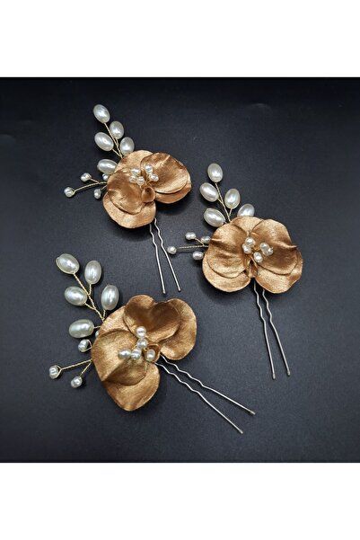 gelin Orchid Antique Gold Buckle Set of 3, Flower Buckle, Design Buckle