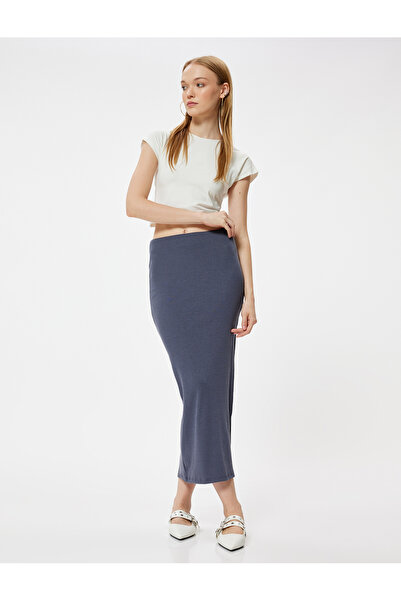 Koton Women's Grey Split Midi Skirt