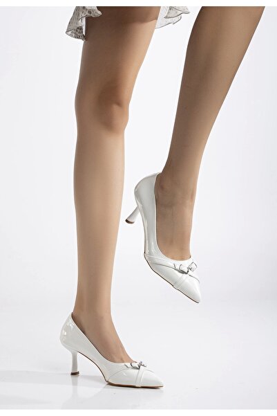 Satenora Valeria White Patent Leather Stiletto & Bag Set