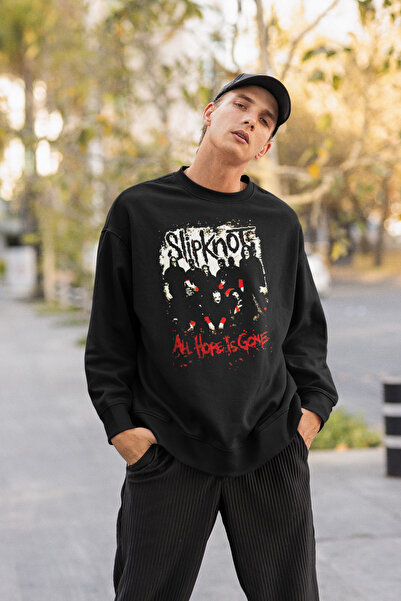 SEVBANO Hanorac unisex oversize Rock Metal cu Slipknot All Hope Is Gone scris