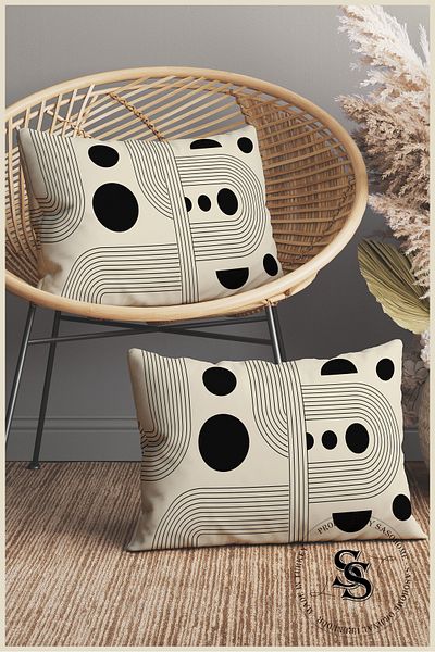 SasoHome Light Lines and Geometric Objects Patterned 2-Piece Rectangular Throw Pillow Cover