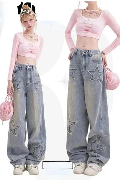 EDVESS Star Detail Blue Snow Washed Trousers