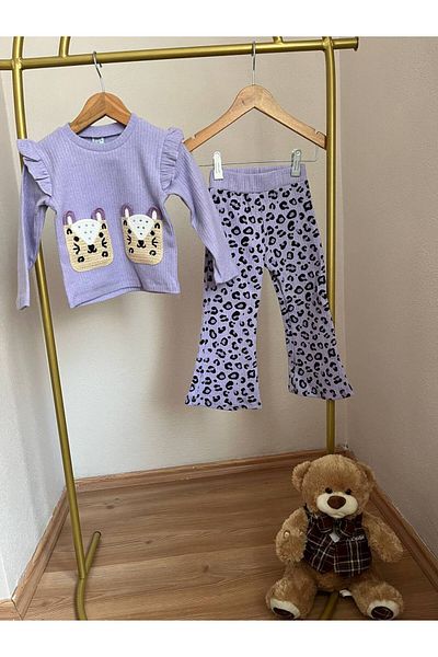 EKNKİDS Ribbed Winter Leopard Print Suit