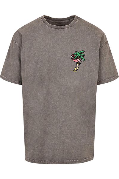 Mister Tee Herren Flamingo Acid Washed Heavy Oversize Tee