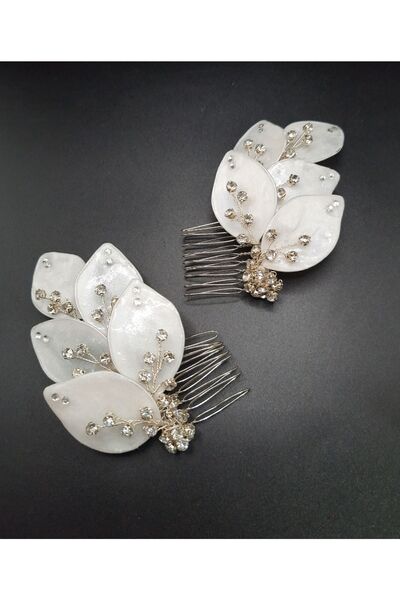 Bridal Accessoriess بيانكا مشبك ذو أوراق مزدوجة، مشبك الزفاف، مشبك جانبي، مشب...