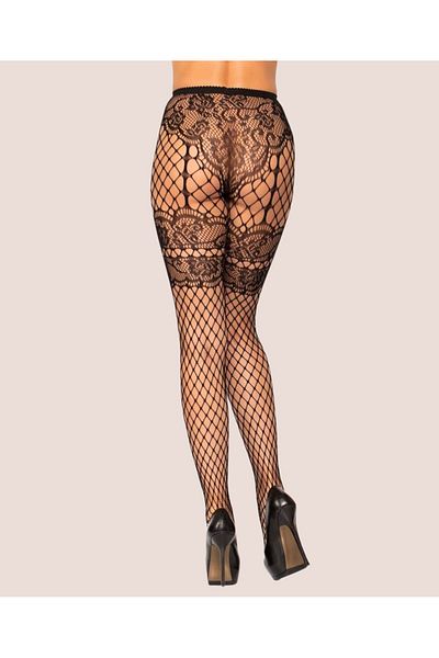 İntive Lingerie Чорапогащи с жартиера Intive с дантелен шарен дизайн и мрежест дизайн - 15541