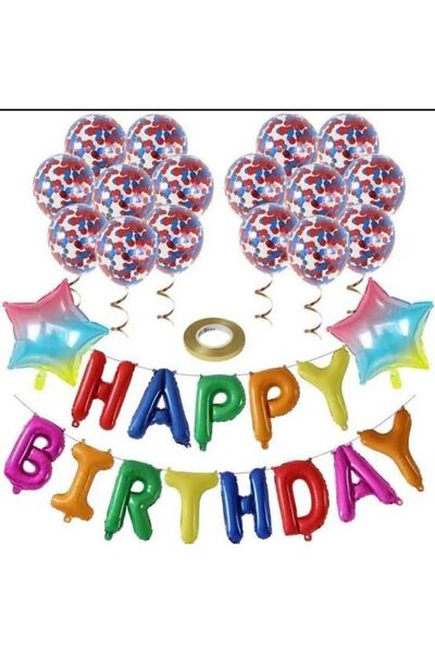 DÜVENCİ TİCARET ŞEFFAF BALONLU HAPPY BIRTHDAY FOLYO BALON SET
