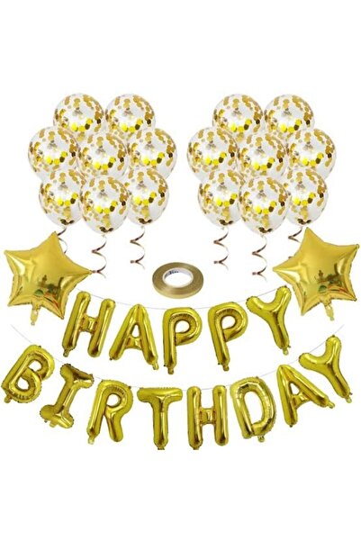 DÜVENCİ TİCARET SET DE BALON DE FOLIE HAPPY BIRTHDAY CU BALON TRANSPARENT
