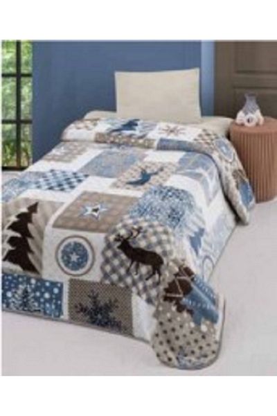 MİNK Newyear Blue Single Blanket - 160X220 cm Licensed Theme