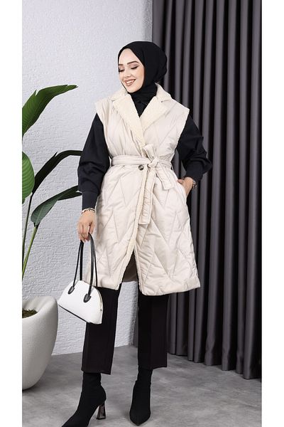 HARMAN BUTİK Women's Furry Quilted Vest