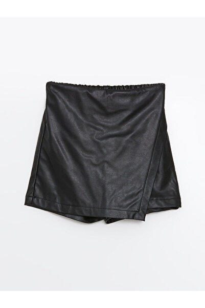 LC Waikiki LCW Kids Fusta neagră cu talie elastică cu aspect de piele pentru ...