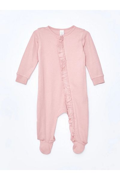 LC Waikiki Lcw Baby Ecru Crew Neck Printed Baby Girl Romper 2 Pcs