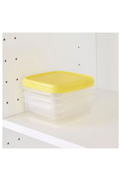 IKEA Pruta Plastic Storage Container Set, Clear-Yellow, 0.6 Lt, Rectangular, 3 Pieces
